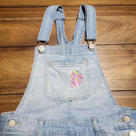 Justice Denim Shorts Overalls Shortalls - Size Youth 10 - Picture 3 of 7